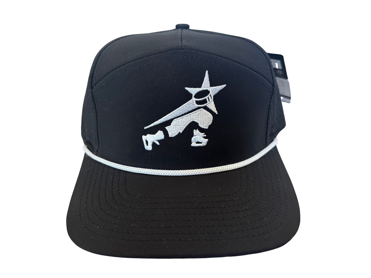 SKATING THAT TRANSLATES® SIX HAT SUPPLY CO TRADESMEN SIGNATURE ALL BLACK CUSTOMIZED WHITE ROPE ADDITION