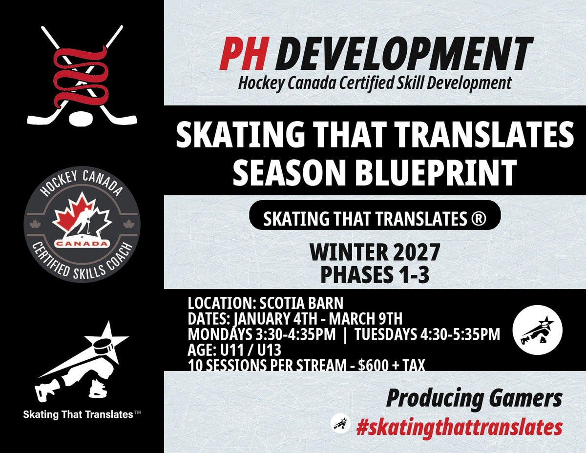 Skating That Translates Season Blueprint Winter 2027 development program at Scotia Barn, Mondays and Tuesdays, U11 U13